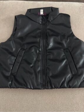 Kids Black Puffer Vest with Front Zip